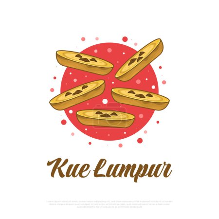 Ilustración de Ilustración de la comida tradicional indonesia llamada Kue Lumpur. Snacks indonesios dibujados a mano - Imagen libre de derechos