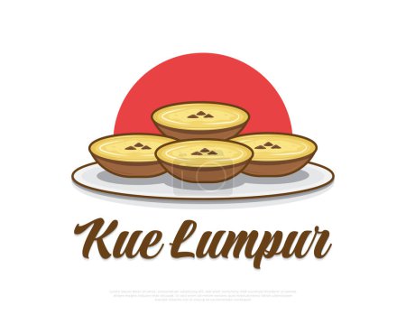 Ilustración de Ilustración de la comida tradicional indonesia llamada Kue Lumpur. Snacks indonesios dibujados a mano - Imagen libre de derechos