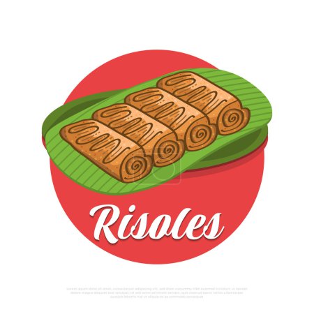 Illustration for Risoles Vector Illustration. Fried Spring Rolls, Delicious Traditional Food or Snack From Indonesia - Royalty Free Image