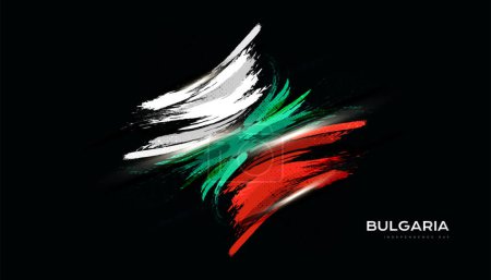 Illustration for Flag of Bulgaria with Brush Style, Grunge Effect and Golden Light - Royalty Free Image