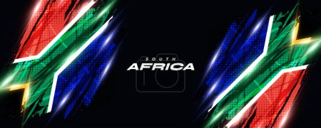 Drapeau de l'Afrique du Sud avec style de peinture de brosse, demi-teinte et effet de lumière incandescent. Afrique du Sud Fond du drapeau avec Grunge Concept