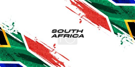 Téléchargez les illustrations : Drapeau de l'Afrique du Sud avec style de peinture de brosse et effet de demi-teinte. Afrique du Sud Fond du drapeau avec Grunge Concept - en licence libre de droit