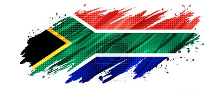 South Africa Flag with Brush Paint Style and Halftone Effect. South Africa Flag Background with Grunge Concept
