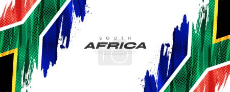 Téléchargez les illustrations : Drapeau de l'Afrique du Sud avec style de peinture de brosse et effet de demi-teinte. Afrique du Sud Fond du drapeau avec Grunge Concept - en licence libre de droit