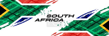 Südafrika-Flagge mit Pinselstil und Halftone-Effekt. Südafrika Flagge Hintergrund mit Grunge-Konzept