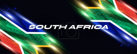Bandera de Sudáfrica con estilo de pintura de pincel, medio tono y efecto de luz brillante. Fondo de Bandera de Sudáfrica con Concepto Grunge