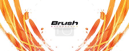 Orange Gradient Brush Texture Isolated on White Background with Halftone Effect. Sport Background with Grunge Style