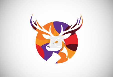 Téléchargez les illustrations : Low poly hunting logo design template,Hunting club, Deer head logo - en licence libre de droit