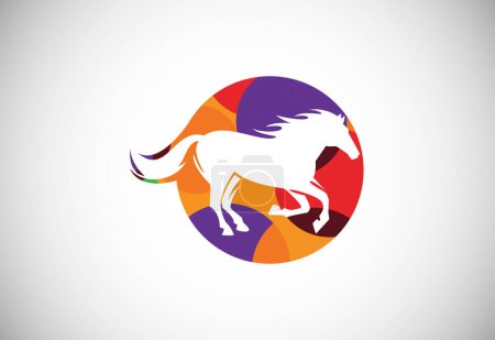 Téléchargez les illustrations : Low poly Horse logo, Horse logo design vector template, Horse head - en licence libre de droit