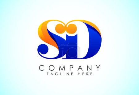 Illustration for Initial Letter S D Logo Design Vector Template. Graphic Alphabet Symbol. Gradient logo - Royalty Free Image