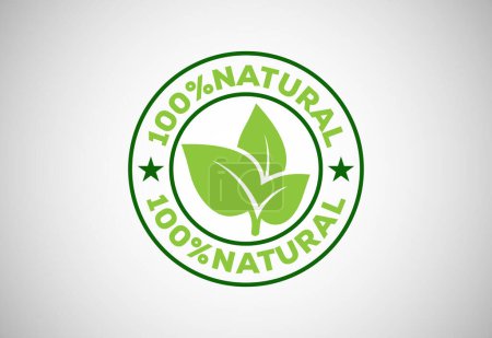 Illustration for Natural, organic, fresh food vector logo or badge template for product - Royalty Free Image