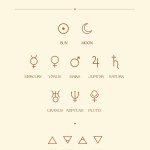 Planet Signs And Elements, Zodiac Icons, Esoteric Abstract Logo, Mystic Spiritual Symbols. Astrology, Moon and Stars, Magic Esoteric Art.