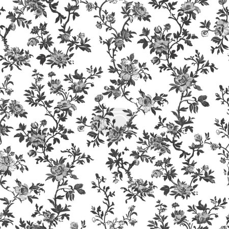Illustration for Featuring delicate florals, wildflowers, and romantic motifs, this seamless pattern is crafted to perfection. - Royalty Free Image