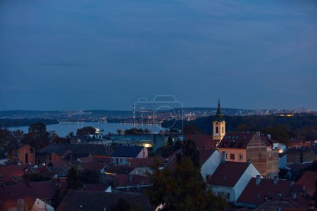 Photo for City of Belgrade, Serbia, blue hour evening cityscape. - Royalty Free Image