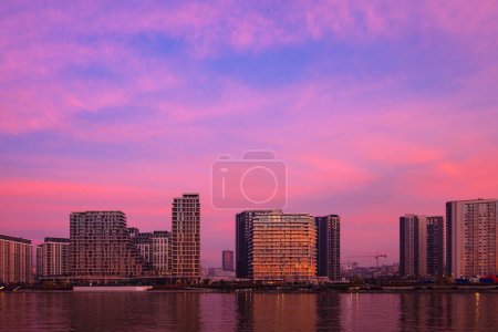 Photo for View at Belgrade Waterfront buildings at Sava river. - Royalty Free Image