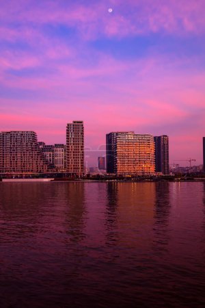 Photo for View at Belgrade Waterfront buildings at Sava river. - Royalty Free Image