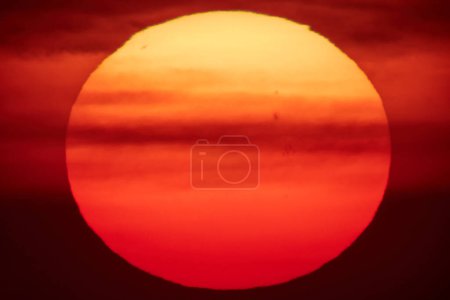 Photo for Big sun with sunspots photographed through a large focal telescope. - Royalty Free Image