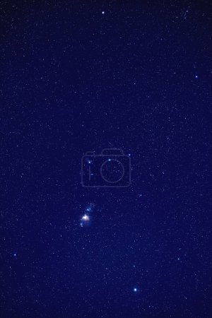 Constellation d'Orion et divers amas d'étoiles photographiés avec un objectif grand angle.