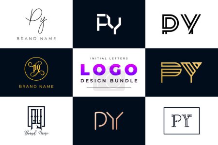 Initial letters PY Logo Design Bundle