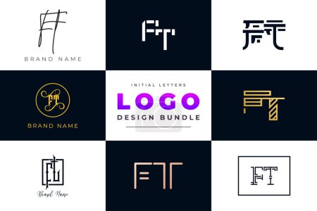 Téléchargez les illustrations : Lettres initiales FT Logo Design Bundle - en licence libre de droit