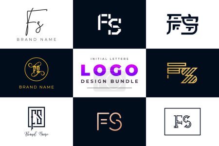 Téléchargez les illustrations : Lettres initiales FS Logo Design Bundle - en licence libre de droit