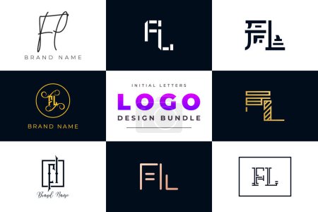 Lettres initiales FL Logo Design Bundle
