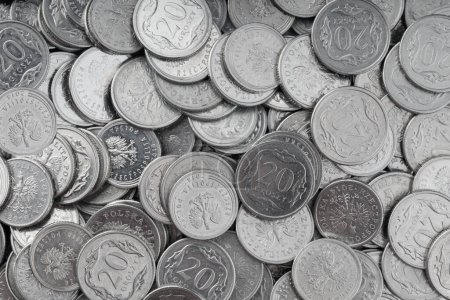 Foto de Monedas polacas. 20 centavos. Fondo de las monedas - Imagen libre de derechos