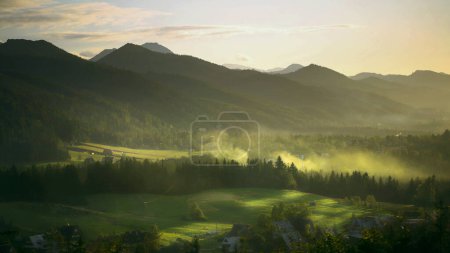 Téléchargez les photos : Beaux sommets de montagne dans une matinée d'été avec brouillard. Zakopane Pologne - en image libre de droit