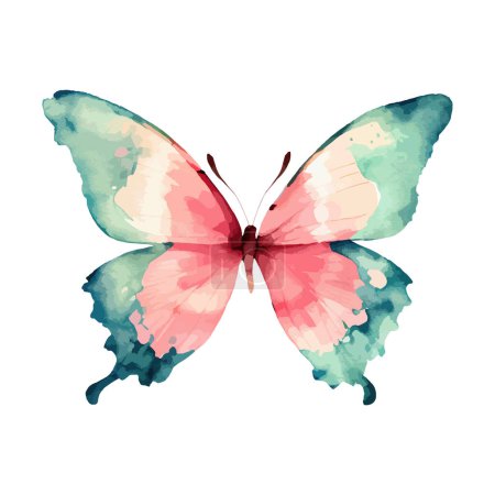 Foto de Colorful butterflies watercolor isolated on white background. Pink, green, brown, yellow butterfly. Spring animal vector illustration. - Imagen libre de derechos
