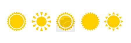 Foto de Summer Sun Icon. Diseño de símbolos de sol amarillo caliente. Signo del sol elementos vector ilustración. - Imagen libre de derechos