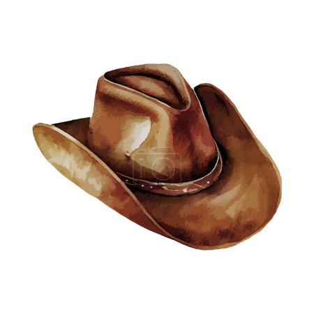 Foto de Sombrero de vaquero Dibujo de acuarela. Sombrero marrón occidental de estilo vintage. Ilustración vectorial. - Imagen libre de derechos