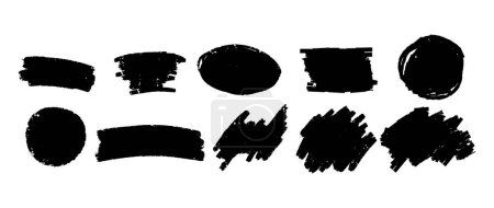 Foto de Conjunto de pinceladas grunge aisladas sobre fondo blanco. Pincel negro forma textura colección. Ilustración vectorial. - Imagen libre de derechos