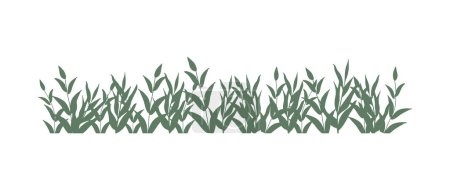 Téléchargez les illustrations : Verdure luxuriante, bordure de feuillage vert dans un style de conception plate, thème respectueux de l'environnement, motif de feuille botanique de la nature, illustration vectorielle. - en licence libre de droit