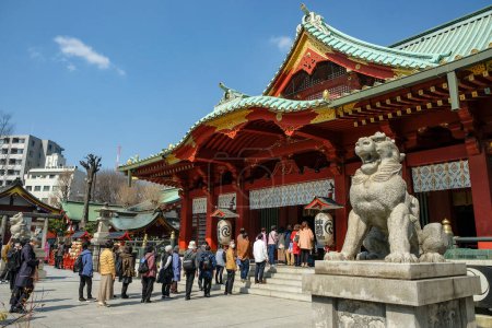 Photo for Tokyo, Japan - March 7, 2023: People visiting the Kanda Myojin Shrine in Chiyoda, Tokyo, Japan. - Royalty Free Image