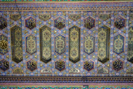 Photo for Kokand, Uzbekistan - October 24, 2023: Detail of the interior of the Khudayar Khan Palace in Kokand in the Fergana Valley, Uzbekistan. - Royalty Free Image