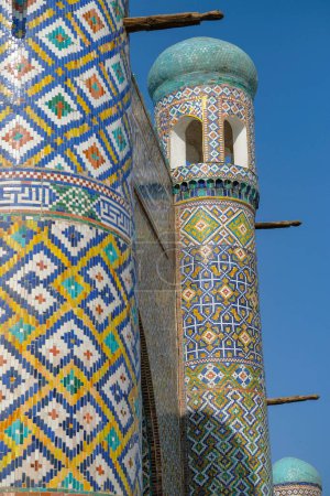Photo for Kokand, Uzbekistan - October 24, 2023: Detail of the facade of the Khudayar Khan Palace in Kokand in the Fergana Valley, Uzbekistan. - Royalty Free Image