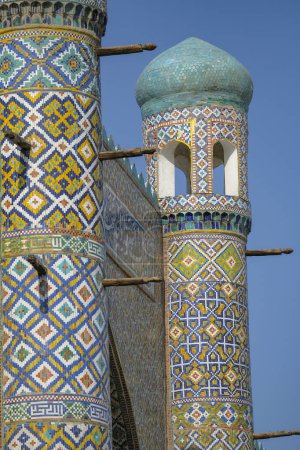 Photo for Kokand, Uzbekistan - October 24, 2023: Detail of the facade of the Khudayar Khan Palace in Kokand in the Fergana Valley, Uzbekistan. - Royalty Free Image