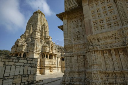 Photo for Chittorgarh, India - January 6, 2024: Meera Temple and Kumbha Shyam Temple at Chittorgarh Fort in Chittorgarh, Rajasthan, India. - Royalty Free Image