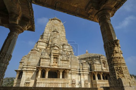 Photo for Chittorgarh, India - January 6, 2024: Meera Temple and Kumbha Shyam Temple at Chittorgarh Fort in Chittorgarh, Rajasthan, India. - Royalty Free Image