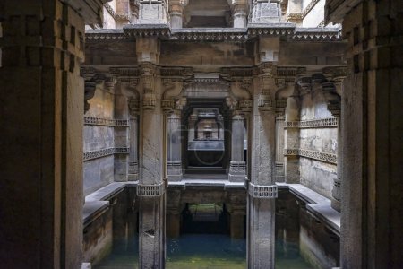 Photo for Ahmedabad, India - January 11, 2024: Dada Harir Stepwell is a former underground well in Ahmedabad, India. - Royalty Free Image