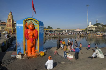 Photo for Nashik, India - January 25, 2024: People visiting the Ganga Ghat in Nashik, India. - Royalty Free Image