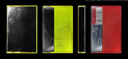 Used cassette tape mockup template set. old, dirty and full of scratches