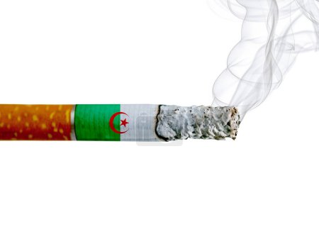 Photo for Algeria country smoking addiction creative design. Tobacco Industry concept. A healthy lifestyle is becoming more popular. - Royalty Free Image