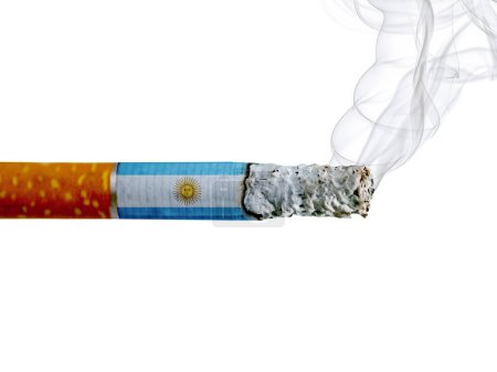 Photo for Argentina country smoking addiction creative design. Tobacco Industry concept. A healthy lifestyle is becoming more popular. - Royalty Free Image