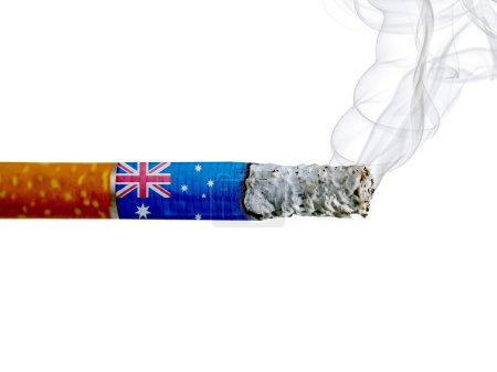 Photo for Australia country smoking addiction creative design. Tobacco Industry concept. A healthy lifestyle is becoming more popular. - Royalty Free Image