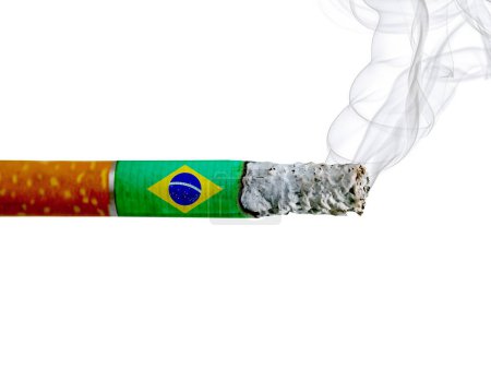 Photo for Brazil country smoking addiction creative design. Tobacco Industry concept. A healthy lifestyle is becoming more popular. - Royalty Free Image