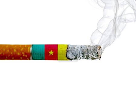 Photo for Cameroon country smoking addiction creative design. Tobacco Industry concept. A healthy lifestyle is becoming more popular. - Royalty Free Image