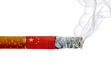 Photo for China country smoking addiction creative design. Tobacco Industry concept. A healthy lifestyle is becoming more popular. - Royalty Free Image