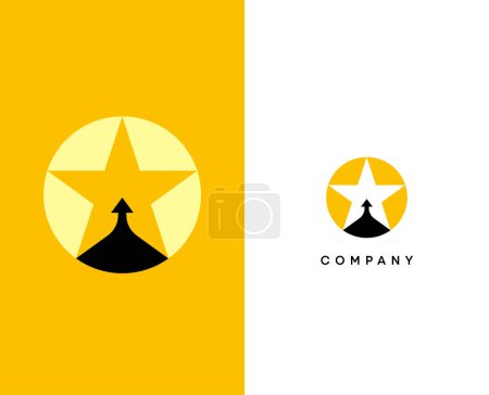 Illustration for Star and arrow logo. Rising arrow and star icon. Line Style Can be used for Business and Brand Logos. Flat Vector Logo Design Template Element. - Royalty Free Image