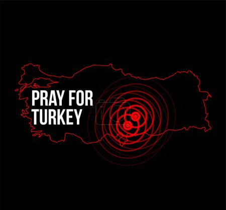 Illustration for Pray for Turkey. Turkey earthquake. Two major earthquakes in eastern Turkey on February 6, 2023. - Royalty Free Image